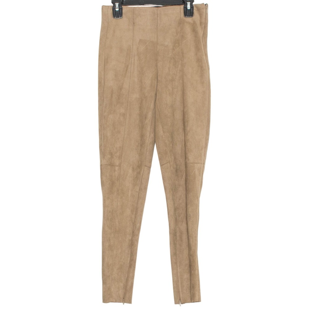 Zara Faux Suede Skinny Pants Camel XS Minimalist Neutral Y2K Office‎ Workwear